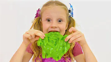 Nastya turns dad's food into jelly