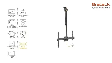 PLB CE944 01S / 32"-55". 50kg. TELESKOP. PILNAI REGULIUOJAMAS EKRANO LAIKIKLIS PRIE LUBŲ / MOUNTS-IN