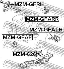 Подушка двигателя MAZDA 626 GF 1997-2002 [EU] передняя at \ MZM-GFAF FEBEST-0