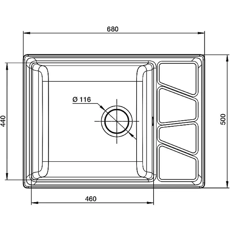 Кухонная мойка GranFest Vertex GF-V-680L Графит